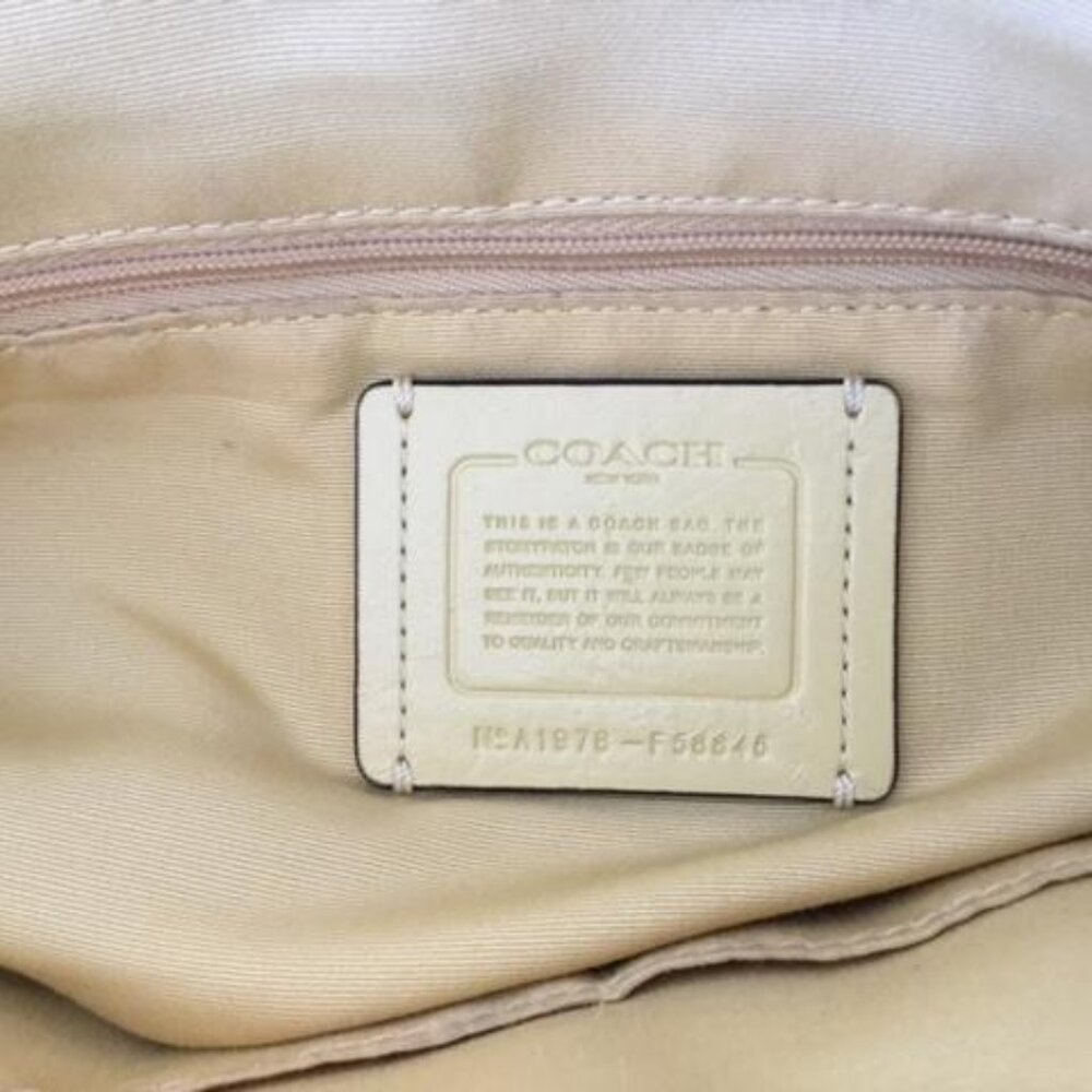 Coach F58846 Yellow Pebbled Leather Zipper Closure Tote Bag Silver Hardware - Picture 11 of 11